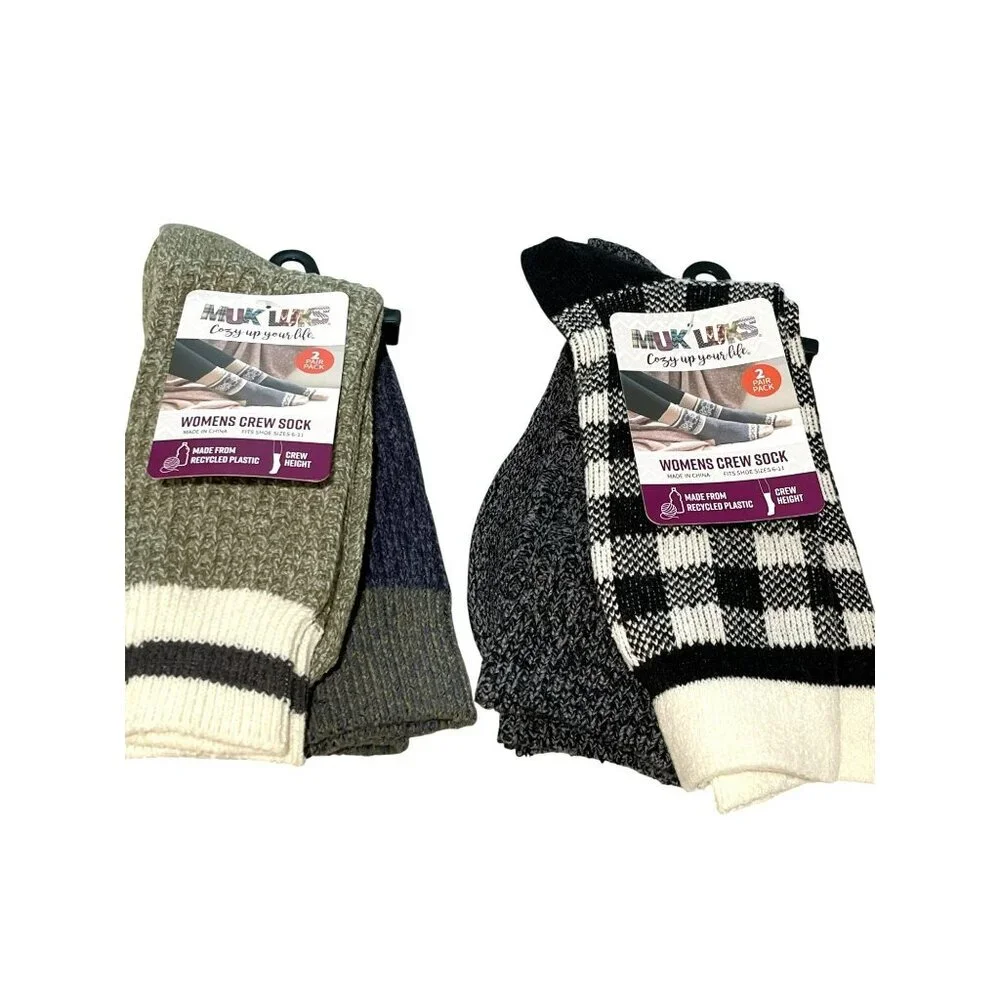 Muk Luks 4 Pairs of Womens Crew Socks Size 6-11 New